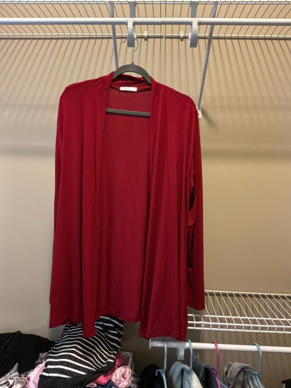 Women's Open Front Burgundy Cardigan Sweater